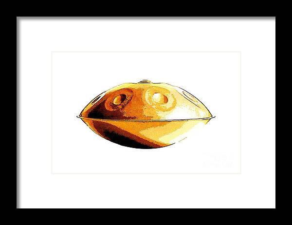 Handpan Framed Print featuring the digital art Gold handpan by Alexa Szlavics