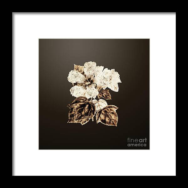 Gold Framed Print featuring the painting Gold Marsh Hibiscus on Chocolate Brown GLDFLWR by Holy Rock Design