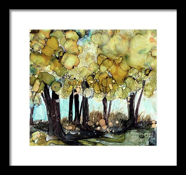  Framed Print featuring the painting Gold Mornings by Julie Tibus