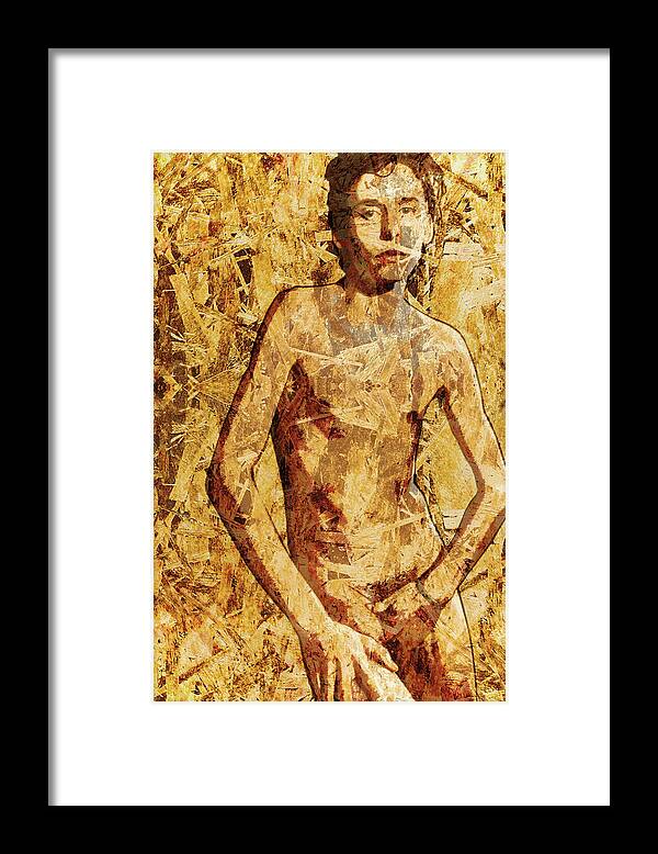 Queer Framed Print featuring the digital art Golden Boy by John Waiblinger