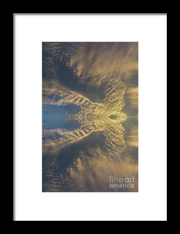Clouds Framed Print featuring the digital art Golden clouds in the sunset sky 2 by Adriana Mueller