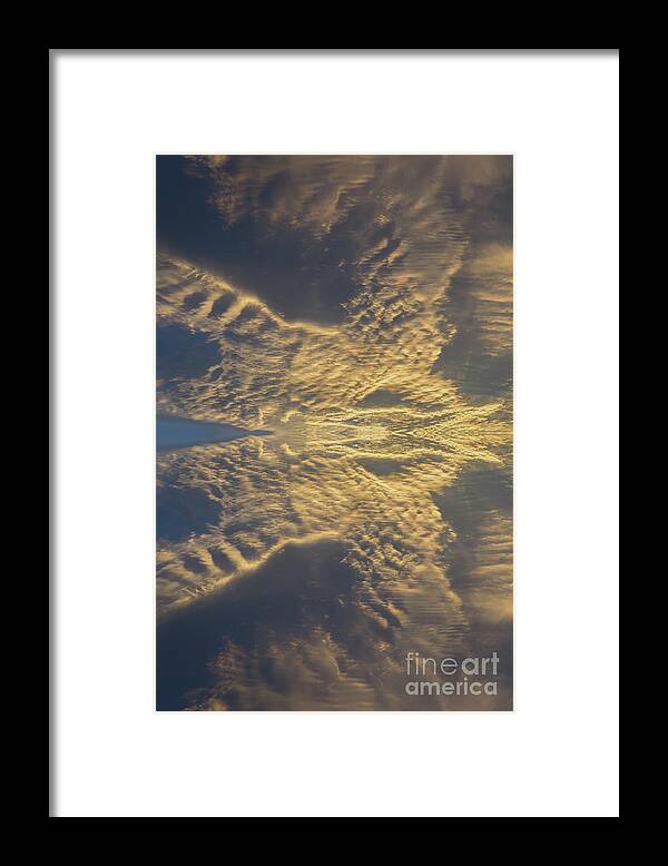Clouds Framed Print featuring the digital art Golden clouds in the sunset sky 3 by Adriana Mueller