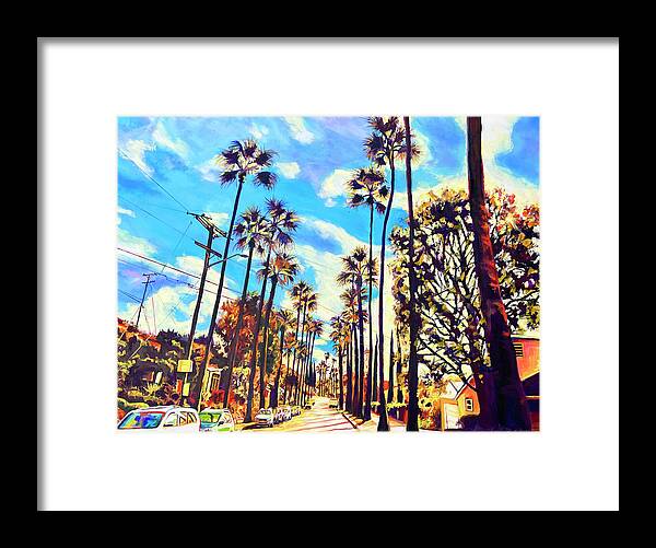 Neighborhood Framed Print featuring the painting Golden Day by Bonnie Lambert