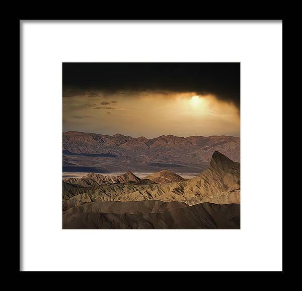 Landscape Framed Print featuring the photograph Golden Desert Storm by Romeo Victor