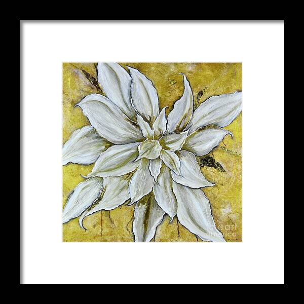 Flower Framed Print featuring the painting Golden Flower by Mary Scott