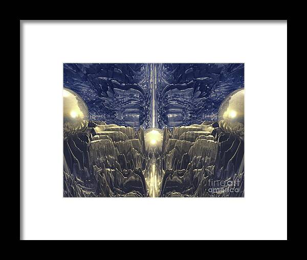 Abstract Framed Print featuring the digital art Golden Fractal Environment by Phil Perkins