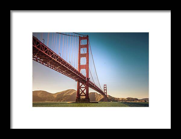 Fineartamerica Golden Gate Bridge Sunset Bridge Landscape San Francisco California Framed Print featuring the photograph Golden Gate Bridge Sunset by Mark Peavy