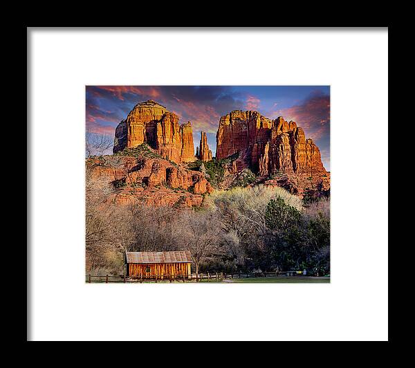 Carthedral Rock Framed Print featuring the photograph Golden Hour at Red Rock Crossing by Al Judge