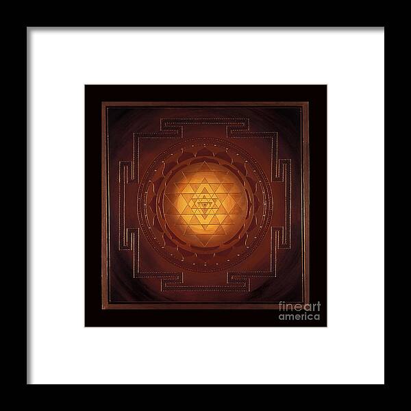 Mandala Framed Print featuring the painting Golden Sri Yantra by Charlotte Backman