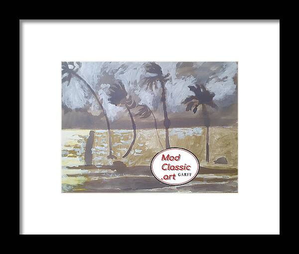 Ancient Egypt Framed Print featuring the painting Golden Storm ModClassic Art by Enrico Garff