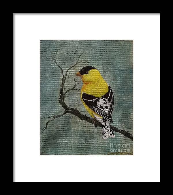 Finches Framed Print featuring the painting Goldfinch by Jimmy Chuck Smith