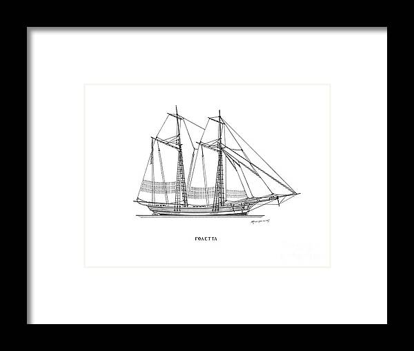 Sailing Vessels Framed Print featuring the drawing Goleta - traditional Greek sailing ship by Panagiotis Mastrantonis
