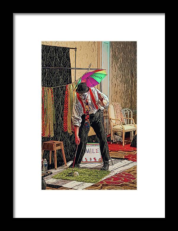 Clown Framed Print featuring the photograph Golfing Clown-Digital Art 2 by Steve Templeton