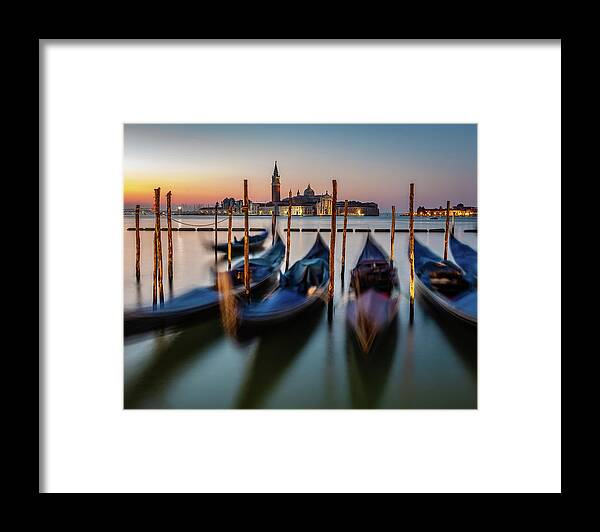 Italy Framed Print featuring the photograph Gondolas At Rest by David Downs