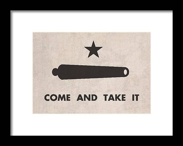 Gonzales Framed Print featuring the mixed media Gonzales Flag Vintage Come And Take It Art by Design Turnpike