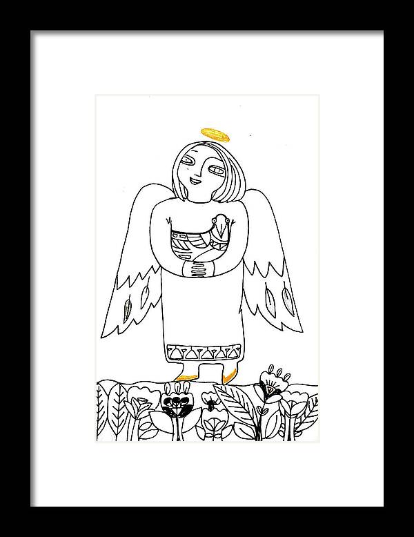 Russian Artists New Wave Framed Print featuring the drawing Good Angel Drawing Series 1 by Tatiana Koltachikhina