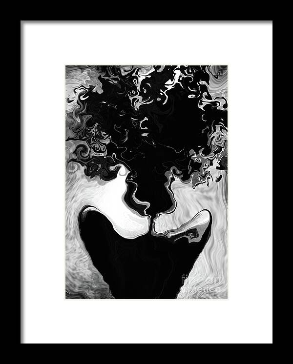Black Ink Framed Print featuring the digital art Good Bad Hair by D Justin Johns