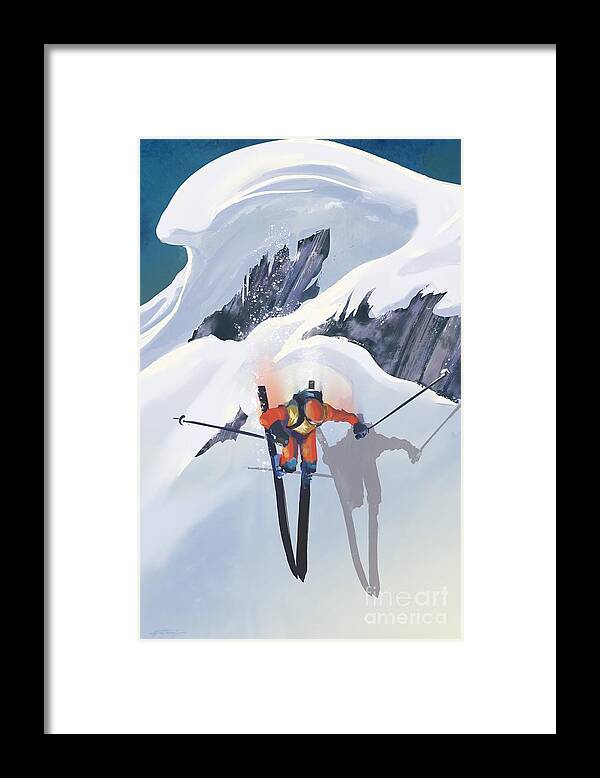 Extreme Ski Framed Print featuring the painting Good till the last drop ski by Sassan Filsoof