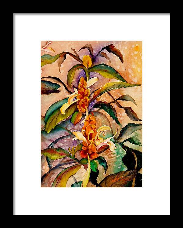 Shrimp Plant Painting Framed Print featuring the painting Goodbye to Summer by Lil Taylor