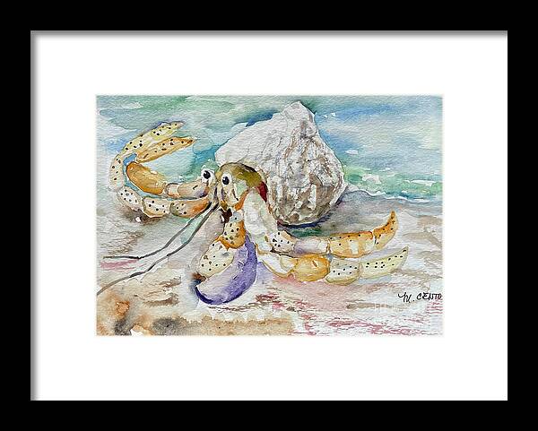 Hermit Crab Framed Print featuring the painting Googly Eyes by Mafalda Cento