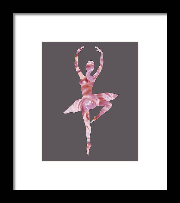 Ballerina Framed Print featuring the painting Gorgeous Move Of Pale Cool Pink Ballerina Silhouette Watercolor by Irina Sztukowski