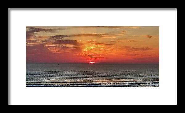 Sunset Framed Print featuring the digital art Gorgeous Sunset Above The Ocean Beautiful Lights Seascape Beach Art III by Irina Sztukowski