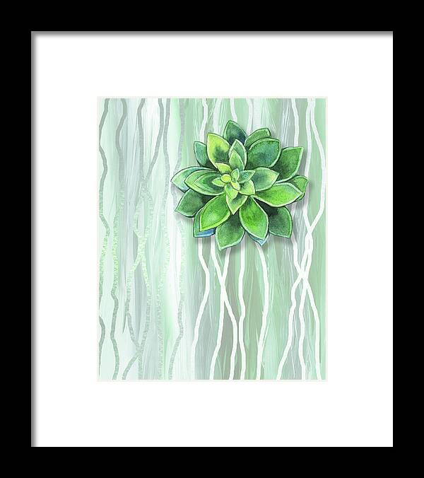 Succulent Framed Print featuring the painting Gorgeous Watercolor Succulent Plant Art Green And Fresh by Irina Sztukowski