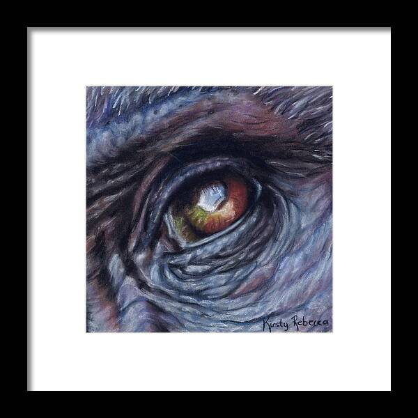 Gorilla Framed Print featuring the pastel Gorilla Eye Study by Kirsty Rebecca