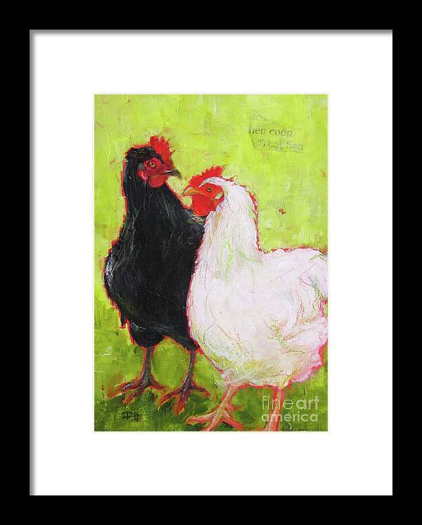 Chicken Art Framed Print featuring the painting Gossip Girls by Patricia Henderson