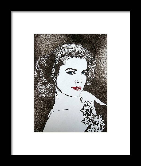 Grace Kelly Framed Print featuring the drawing Grace by Lynet McDonald