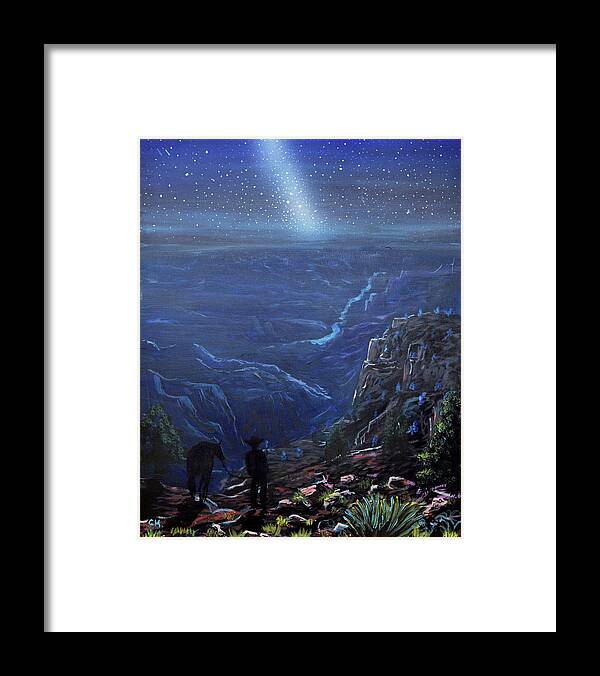 Grand Canyon Framed Print featuring the painting Grand Canyon Night by Chance Kafka
