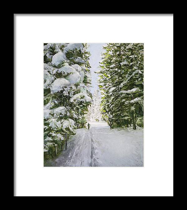 Grand Mesa Framed Print featuring the painting Grand Mesa Cross-Country Skiing by Hone Williams