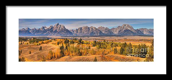 Teton Framed Print featuring the photograph Grand Teton Autumn Overlook Panorama by Adam Jewell