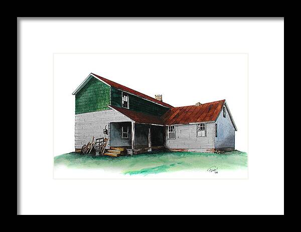 Old House Framed Print featuring the painting Grandma's House on the Hill by Ferrel Cordle