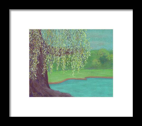Willow Tree Framed Print featuring the pastel Grandmother Willow by Anne Katzeff