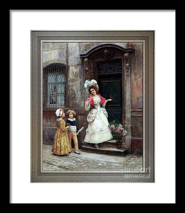 Grandmother’s Birthday Framed Print featuring the painting Grandmothers Birthday by Jules Girardet Remastered Xzendor7 Fine Art Classical Reproductions by Rolando Burbon