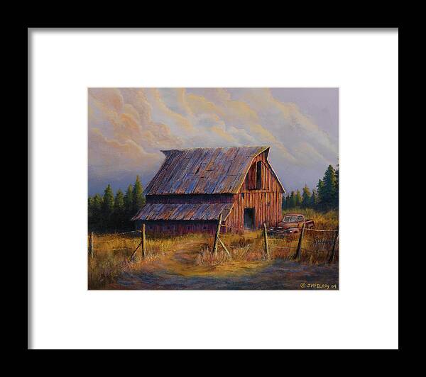 Barn Framed Print featuring the painting Grandpas Truck by Jerry McElroy