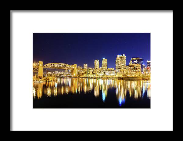 Bridge Framed Print featuring the photograph Granville Bridge, Vancouver BC by HawkEye Media