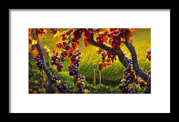 Digital Framed Print featuring the digital art Grapevine by Beverly Read