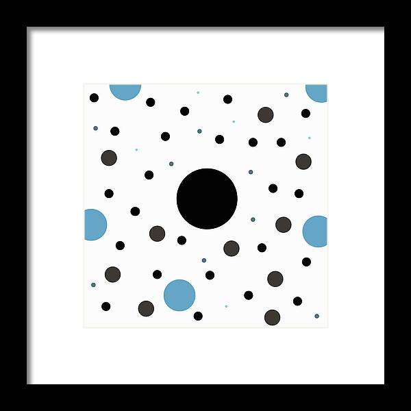 Black Framed Print featuring the digital art Graphic Polka Dots by Amelia Pearn