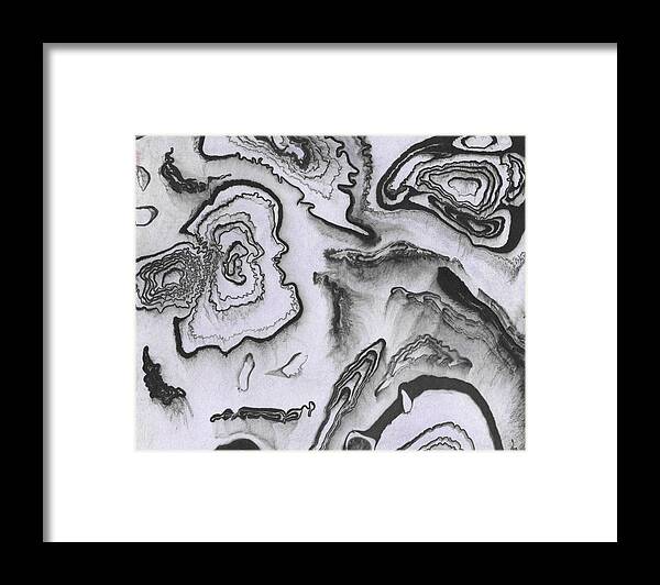 Agate Framed Print featuring the painting Gray Agate Stone Surface And Texture Abstract Watercolor Collection II by Irina Sztukowski