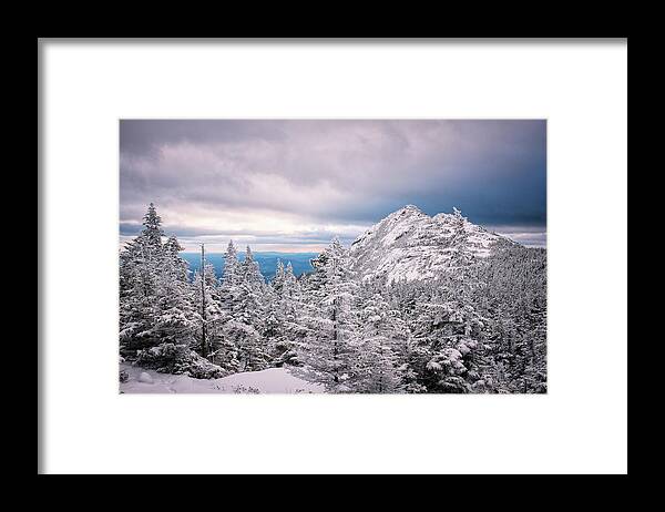 Snow Framed Print featuring the photograph Gray Sky Over Chocorua by Jeff Sinon