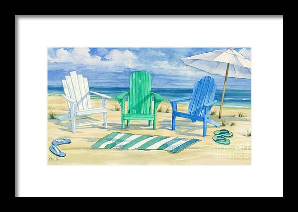 Watercolor Framed Print featuring the painting Grayton Beach Chairs by Paul Brent