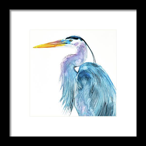 Great Blue Heron Framed Print featuring the mixed media Great Blue Heron 2 by Jani Freimann