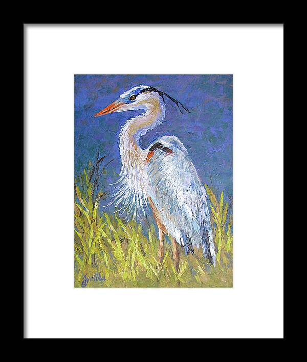 Bird Framed Print featuring the painting Great Blue Heron by Jyotika Shroff