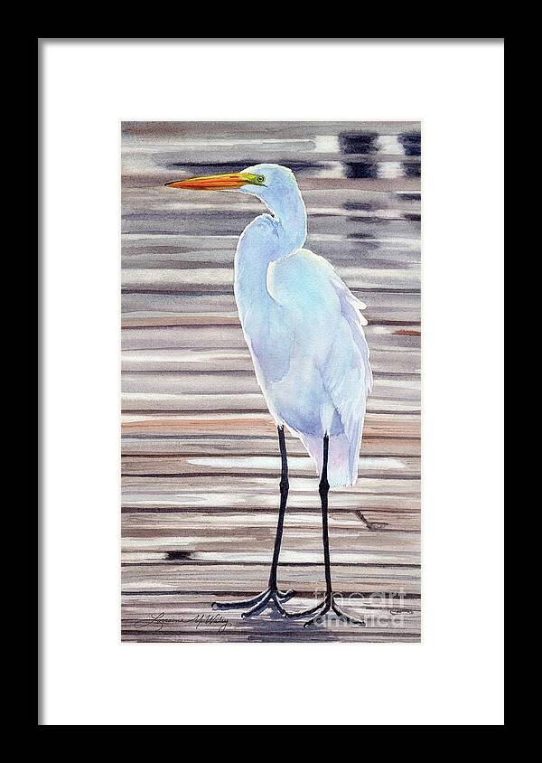 Great Egret Framed Print featuring the painting Great Egret by Lorraine Watry