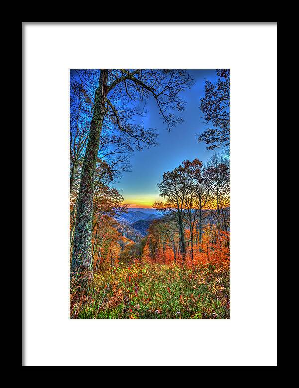Reid Callaway Great Smokey Mountains Framed Print featuring the photograph Great Smoky Mountains Fall Sunset 2 Tennessee North Carolina Landscape Art by Reid Callaway