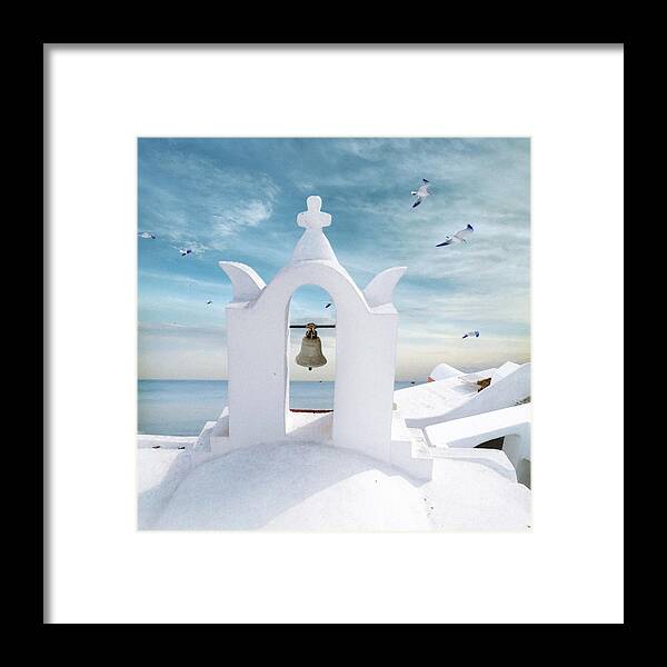 Architecture Framed Print featuring the painting Grecian Blue II by Steve Hunziker