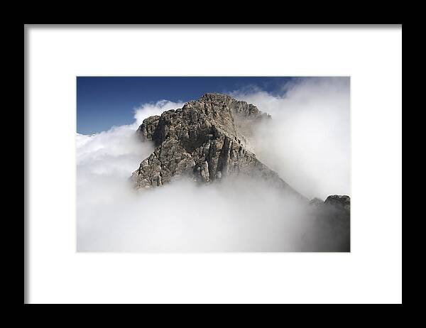 Extreme Terrain Framed Print featuring the photograph Greek Mt Olympus in clouds by Dbencek