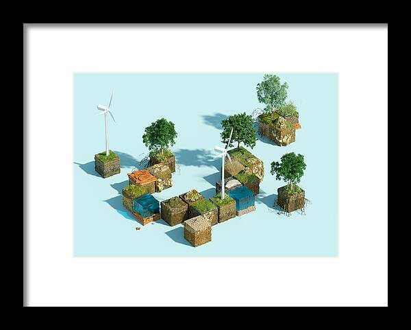 Environmental Conservation Framed Print featuring the photograph Green blocks by Andriy Onufriyenko